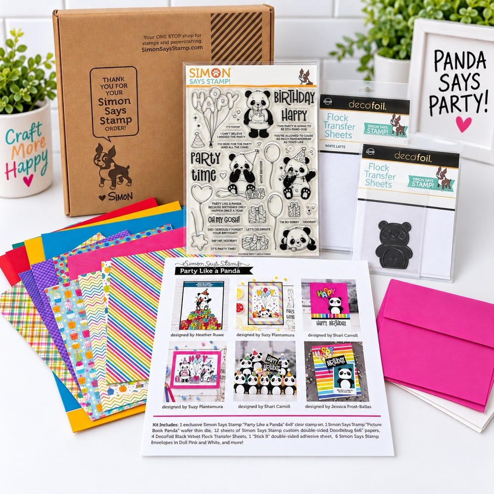 Simon Says Stamp Party Like a Panda Kit Unisex Birthday Craft Set Incomplete